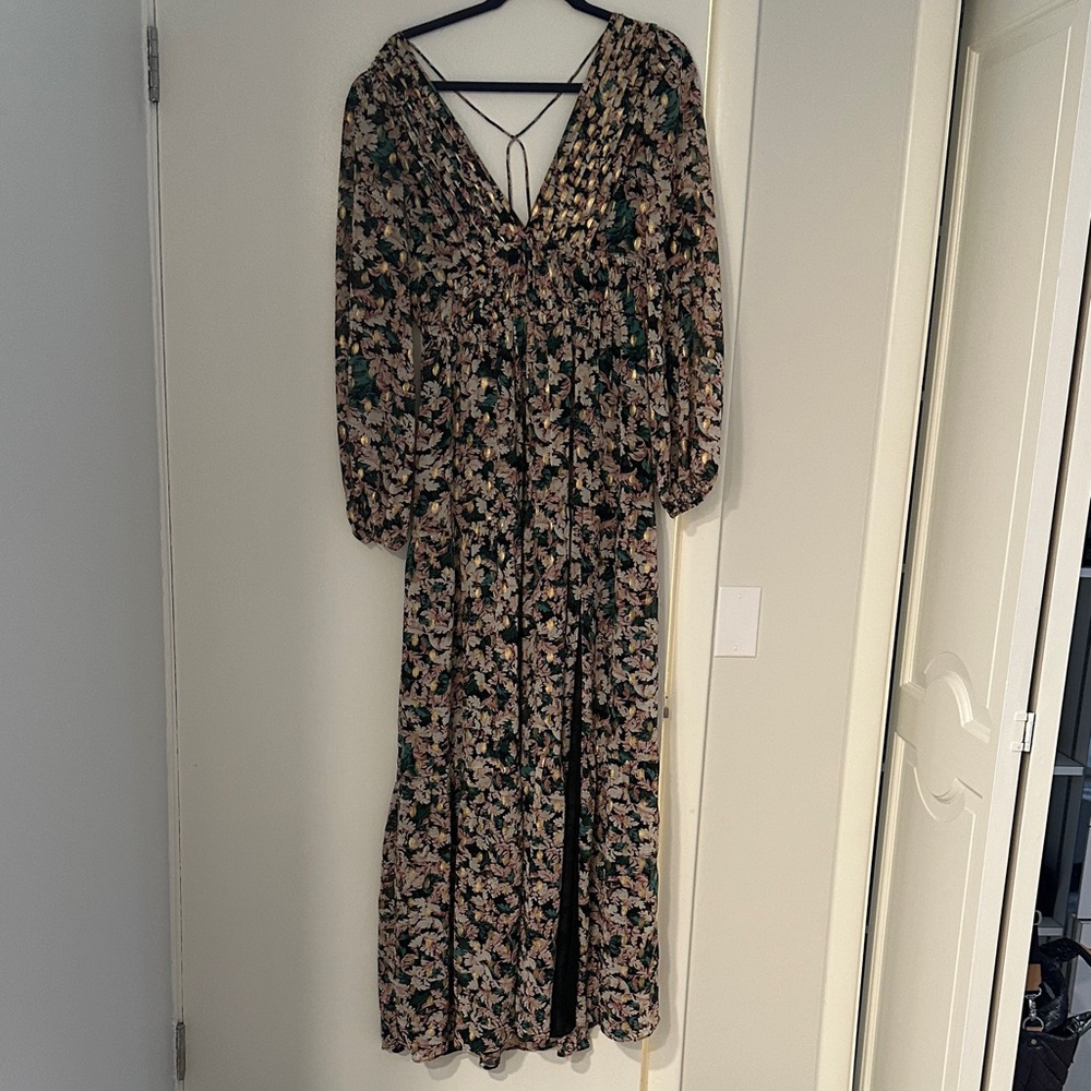 Astr Black and Pink Floral Long Sleeve Dress